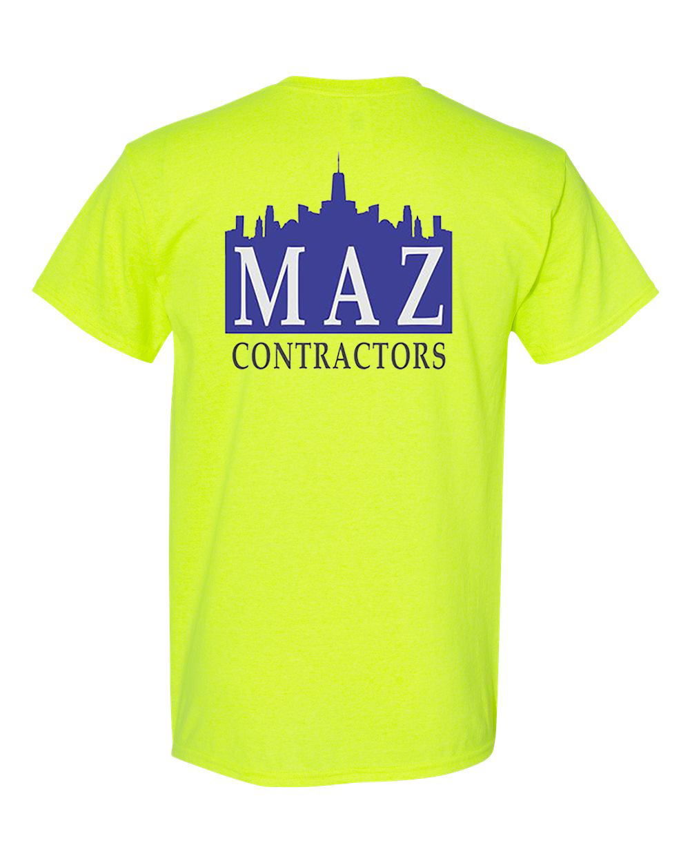 Maz Contractors - Printed Tee / Safety Green