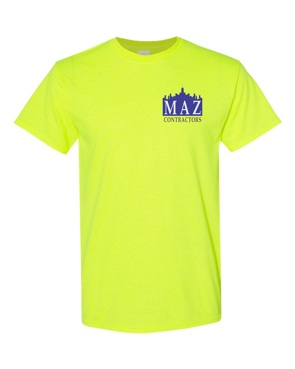 Maz Contractors - Printed Tee / Safety Green